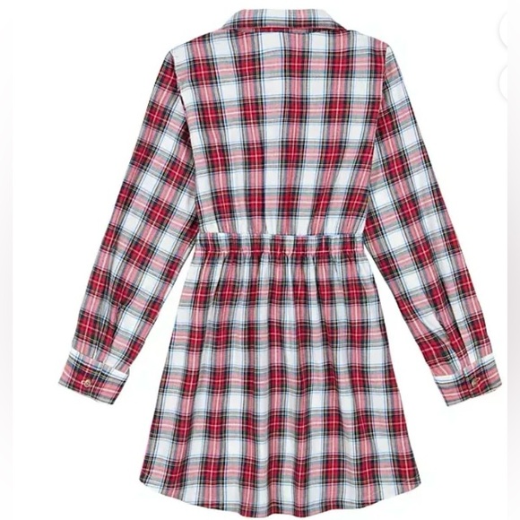 Gap Kids Girls Casual Knee Length Long Sleeve Dress Red Plaid L 10/12 - Picture 2 of 5